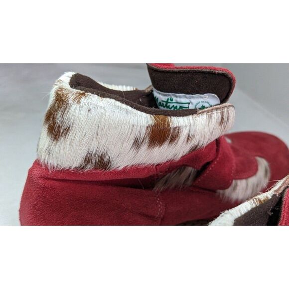 MARTINO of Canada Red ALPINE Leather Boot Womens Sz 9 Brass Metal Buckle Closure - Picture 2 of 12